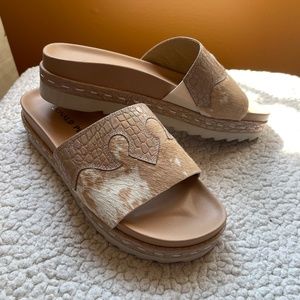 Real cowhide sandal loafers